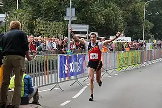 Aankomst op het WK 100 km in Winschoten, 2015