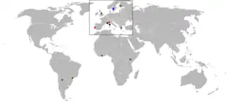 De locaties van rally's in het seizoen 1981 in kaart