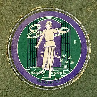 WSPU ansichtkaartalbum in hun kleuren wit, groen en paars