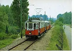 WVB 4143+5290+5312 op de Museumtramlijn bij de IJssloot; 27 mei 1981.