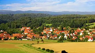 Uitzicht op Waake en het Harz gebergte