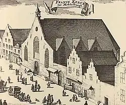 Afbeelding van de Waalse kerk in 1696.