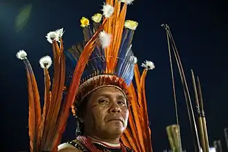 Waiwai-man met verentooi