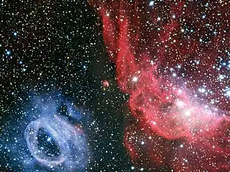 NGC 2014 (rechts) en NGC 2020