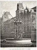 Smeedijzeren fontein in de tuin van het Rijksmuseum, Amsterdam ca. 1885