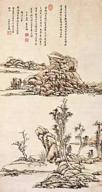 Rivierlandschap in de stijl van Ni Zan