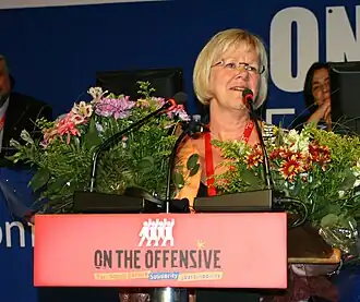 Wanja Lundby-Wedin na haar verkiezing tot voorzitster van de EVV in 2007