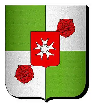 Wapenschild van Membrede. Centraal de medaille van het Legioen van Eer