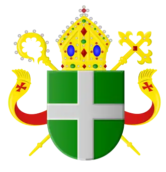 Het wapen van het bisdom Groningen voor de naamswijziging naar Groningen-Leeuwarden