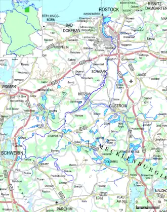 De Warnow naar een ambtelijke overzichtskaart (bewerkt)