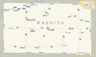 Kaart van Washita County