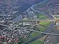 Luchtfoto van de kanaalbruggen en de directe omgeving