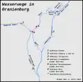 Kaart van de waterwegen rondom Oranienburg