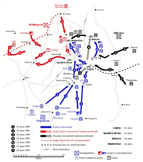 Kaart van de Waterloo-veldtocht
