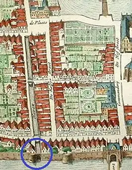 De poort op een kaart van J. Blaeu (1649)