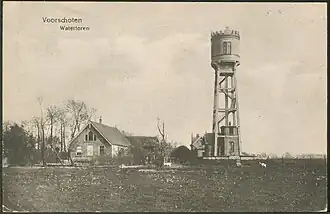 De watertoren op een prentbriefkaart uit 1918.