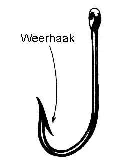 Weerhaak bij een vishaak