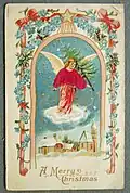 Kerstkaart uit 1900 met een engel