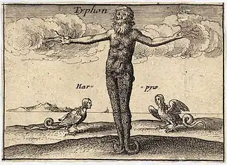Prent van Typhon door Wenceslas Hollar (1607–1677).