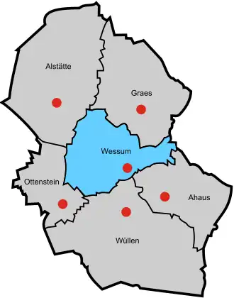 Situering Wessum in de gemeente Ahaus