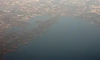 Zicht op de eilandjes vanuit de lucht