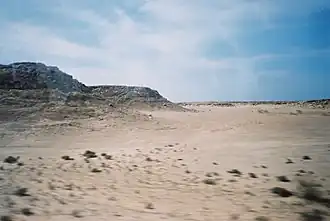 Het woestijnlandschap van de Westelijke Sahara.