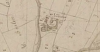 Kadastrale kaart uit 1813-1818, met vermelding van de Lensenburg