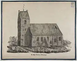 Tekening van de oude kerk die in 1840 werd afgebroken