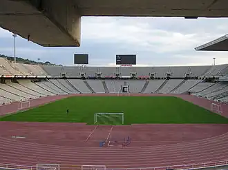 Het Olympisch stadion in Barcelona, waar het EK 2010 plaatsvond.