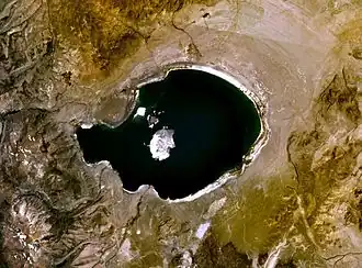 Satellietfoto van Mono Lake