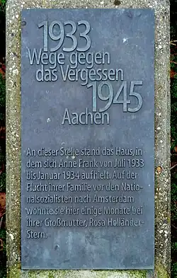 Plaquette aan de Monheimsallee / Stadtgarten Aachen in Aken[c]