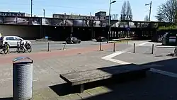 Wibautspoorbrug vanuit noorden gezien; april 2018.