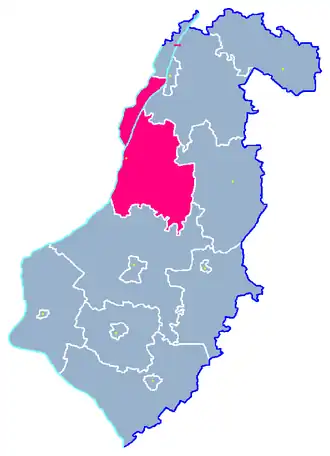 Ligging van de gemeente binnen de powiat