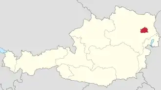 Ligging van Wenen Wien in Oostenrijk