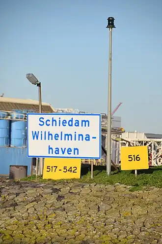 Bord op de kop van de haven