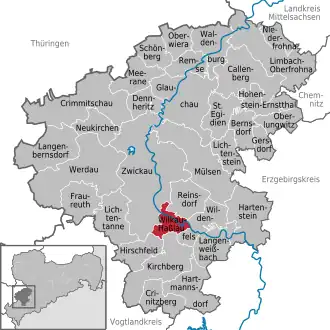Kaart van Wilkau-Haßlau