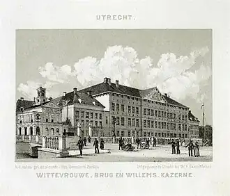 Gezicht op de Willemskazerne (circa 1870-1874)