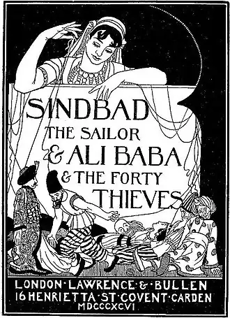 Engelse titelpagina van Sinbad en Ali Baba (1896), door William Strang