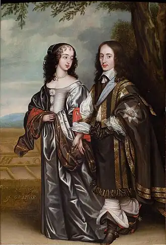 Willem II, Prins van Oranje en Maria Stuart, circa 1650, door Gerard van Honthorst
