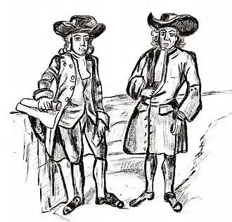 William Penn (links) met zijn neef Abraham Isaacs op den Graeff