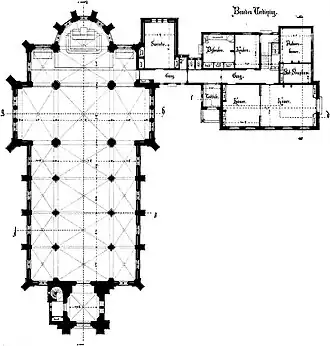 Plattegrond van de kerk (ontwerp).