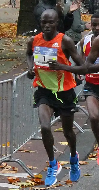 Tijdens de marathon van Amsterdam 2012