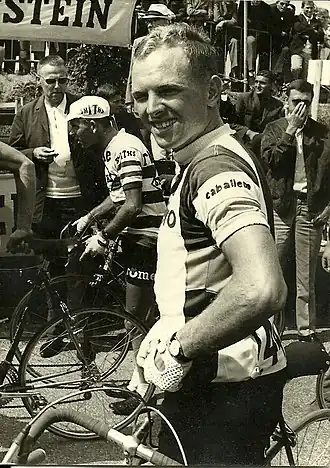 Schepers in wielerronde van Stein eind jaren 60.