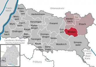 Kaart van Winden im Elztal
