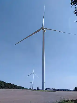 Windpark Heibloem, vanaf de westkant (augustus 2020). In het verlengde, Windpark Neer