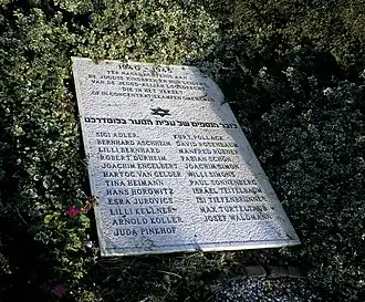 De herdenkingssteen voor de slachtoffers van de Jeugdalijah in Loosdrecht