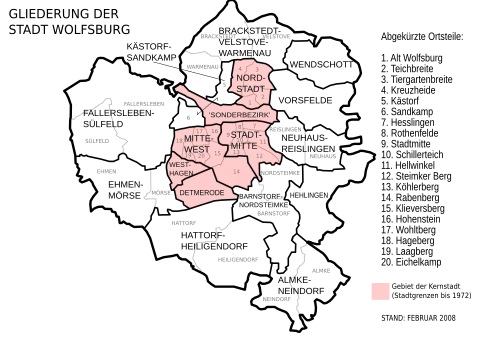 Stadsindeling van Wolfsburg