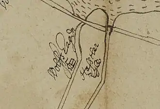 Wolfshagen op een kaart 1660