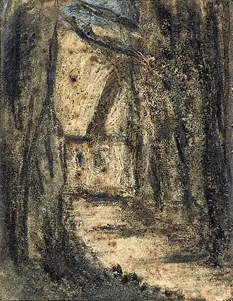 De tekening Bospad met huisje van Theo van Doesburg