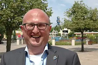 Wouter Dekkers bij de opening van The Lost Temple in Movie Park Germany